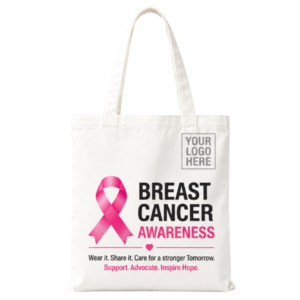 white tote bag for breast cancer awerness