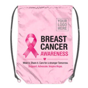 pink string bag for breast cancer awerness